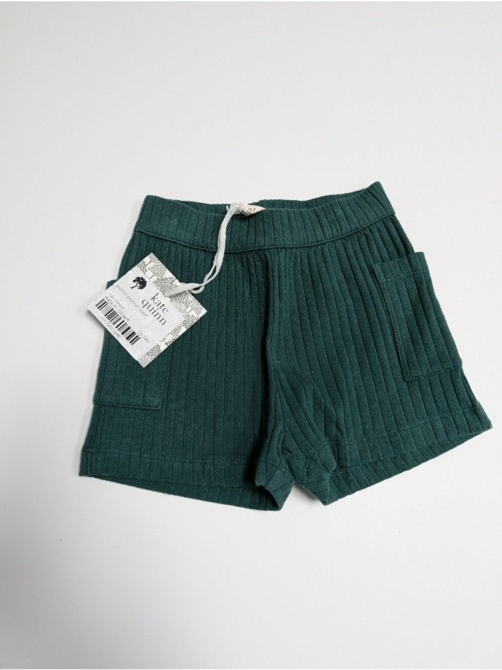 Kate Quinn Organic Cotton Wide Rib Patch Pocket Shorts Rain Forest Green 18-24